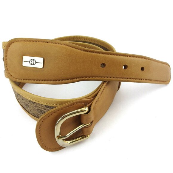 Gucci belt micro GG beige PVC ~ leather Authentic used - Picture 1 of 9
